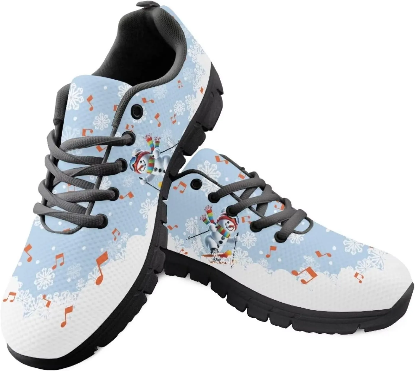 FKELYI Women's Halloween Christmas Decor Lace-up Sneakers Sports Running Shoes Lightweight Walking Flats