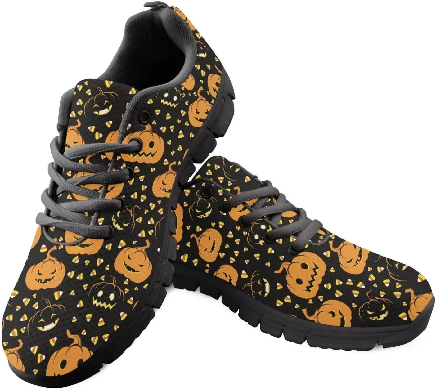 FKELYI Women's Halloween Christmas Decor Lace-up Sneakers Sports Running Shoes Lightweight Walking Flats