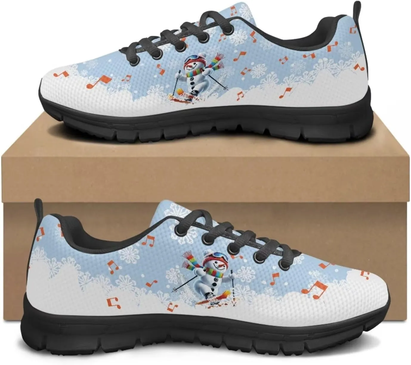 FKELYI Women's Halloween Christmas Decor Lace-up Sneakers Sports Running Shoes Lightweight Walking Flats