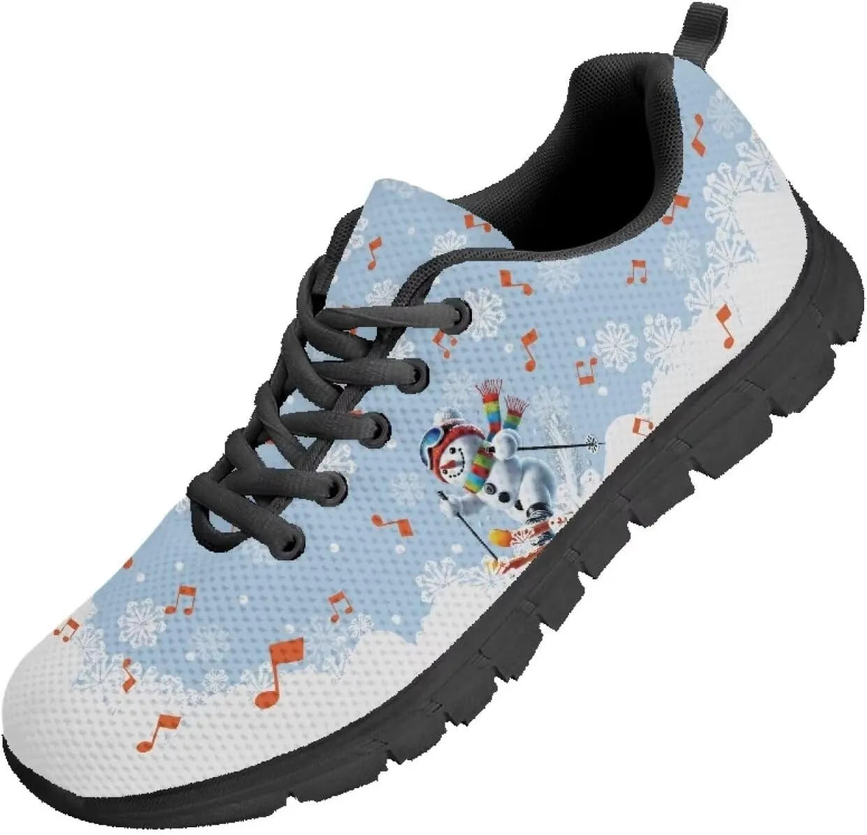 FKELYI Women's Halloween Christmas Decor Lace-up Sneakers Sports Running Shoes Lightweight Walking Flats
