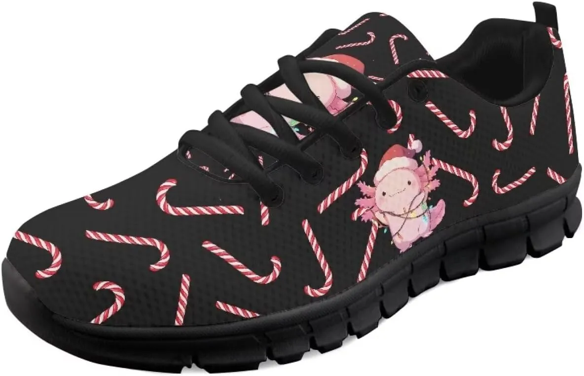 FKELYI Women's Halloween Christmas Decor Lace-up Sneakers Sports Running Shoes Lightweight Walking Flats