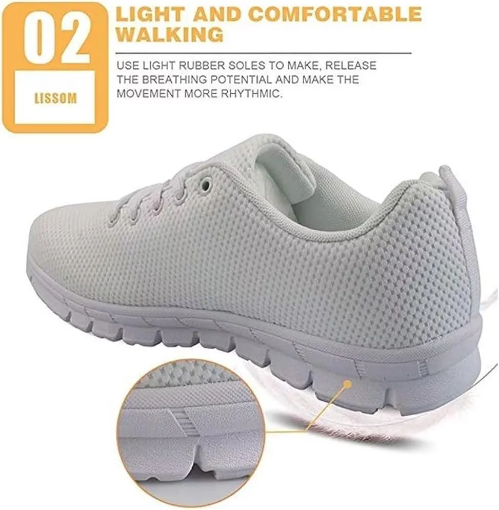 FKELYI Women's Halloween Christmas Decor Lace-up Sneakers Sports Running Shoes Lightweight Walking Flats
