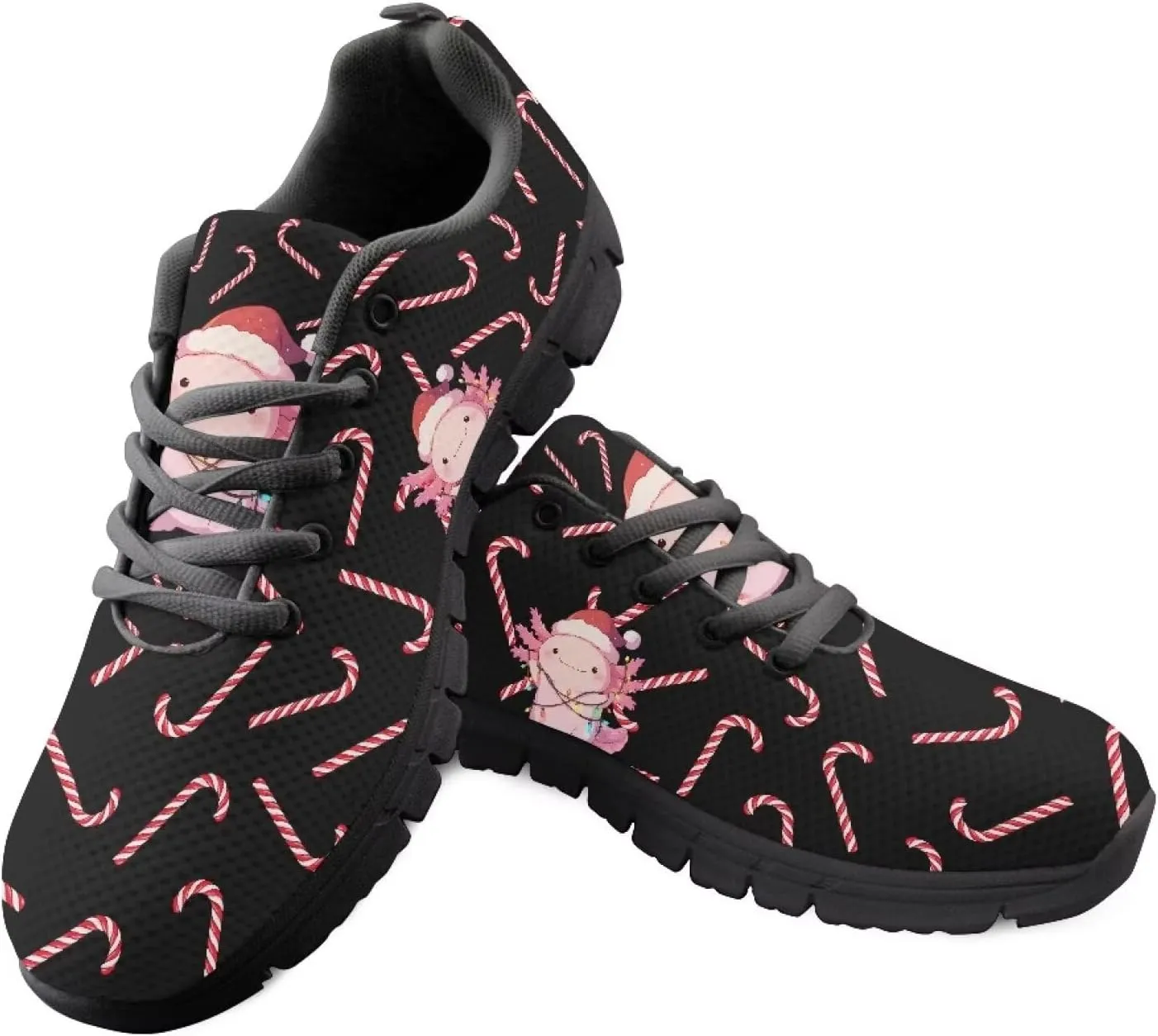 FKELYI Women's Halloween Christmas Decor Lace-up Sneakers Sports Running Shoes Lightweight Walking Flats