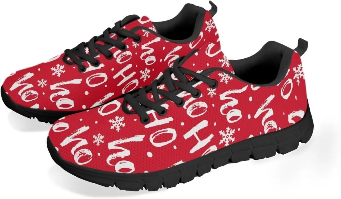 FKELYI Women's Halloween Christmas Decor Lace-up Sneakers Sports Running Shoes Lightweight Walking Flats