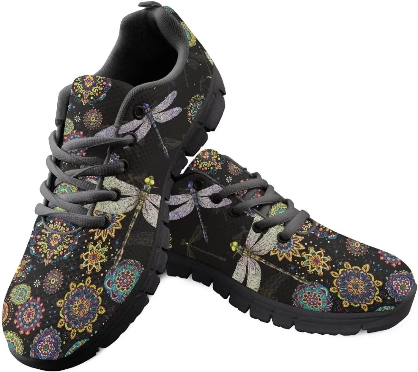 FKELYI Women's Halloween Christmas Decor Lace-up Sneakers Sports Running Shoes Lightweight Walking Flats
