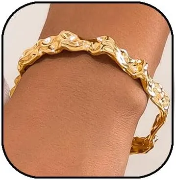 FUTIMELY Twisted Gold Silver Cuff Bracelet for Women Irregular Wave Chunky Bracelets Adjustable Open Cuff Bangle Bracelet