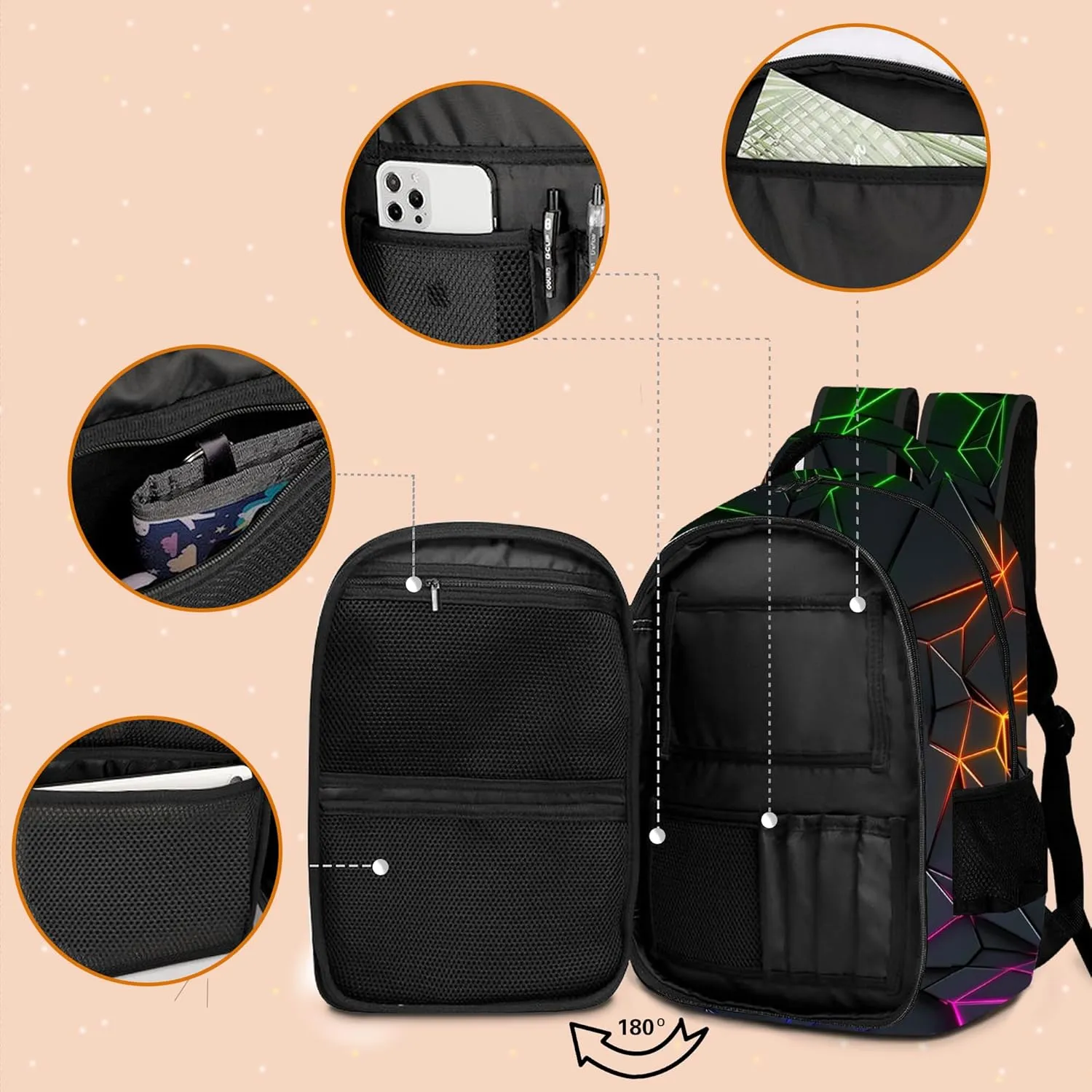 Game Backpack Set for Boys, Gaming Backpack 3 Pack, Boy Backpack Lunch Box, and Pencil Bag for Kids Teens Elementary Middle School Large Capacity Game School Bag 17" Travel Back Pack