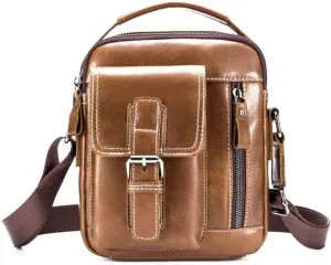 Genuine Leather Men's Vintage Crossbody Bag/Messenge bag, Side Cross Tote Men's Bags, Shoulder Bags, Work Business Travel Bags, Men's Wallets, Satchel Bags, Men's Zipper Crossbody Shoulder Bags