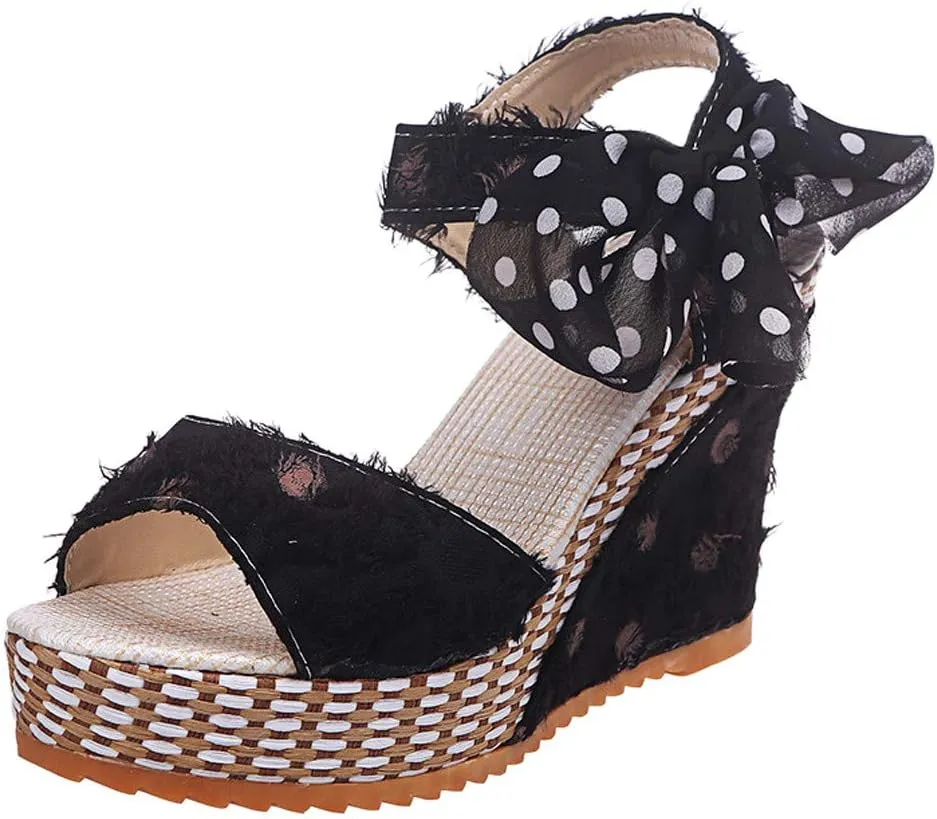 Gibobby Platform Shoes for Women,Ladies Open Toe Bohemia Weaving Sandals Ankle Strap Buckle Sandal Wedges Shoes