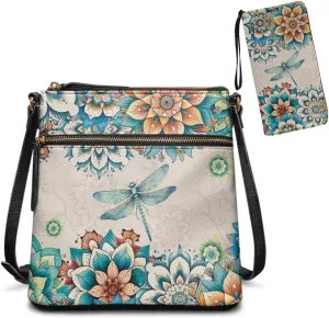 GIFTPUZZ 2PCS Soft Leather Crossbody Bags and Purses Set for Women Vagan Leather Purses Medium Shoulder Handbags