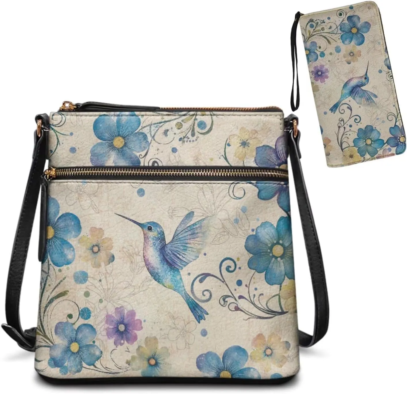 GIFTPUZZ 2PCS Soft Leather Crossbody Bags and Purses Set for Women Vagan Leather Purses Medium Shoulder Handbags