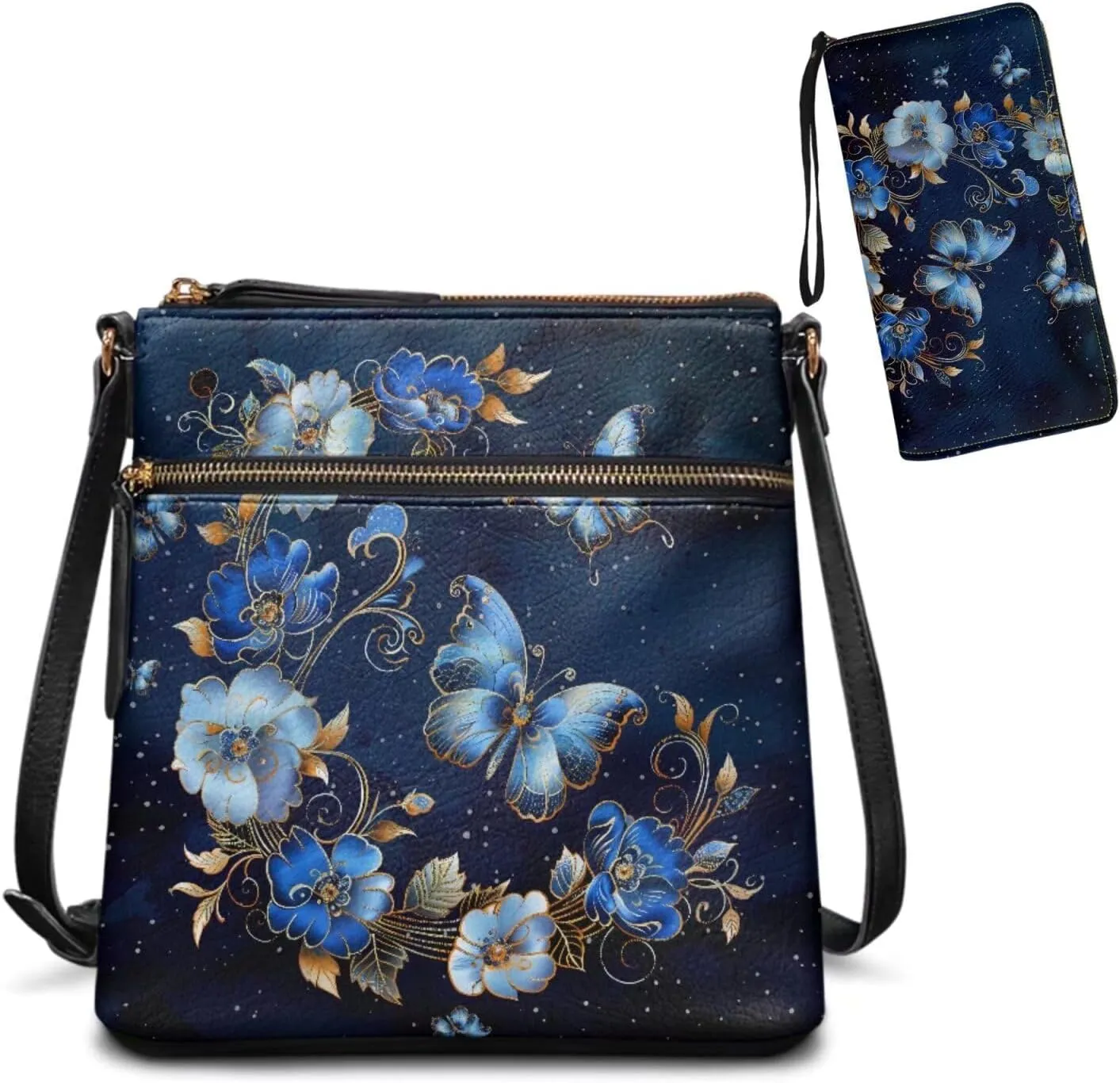 GIFTPUZZ 2PCS Soft Leather Crossbody Bags and Purses Set for Women Vagan Leather Purses Medium Shoulder Handbags