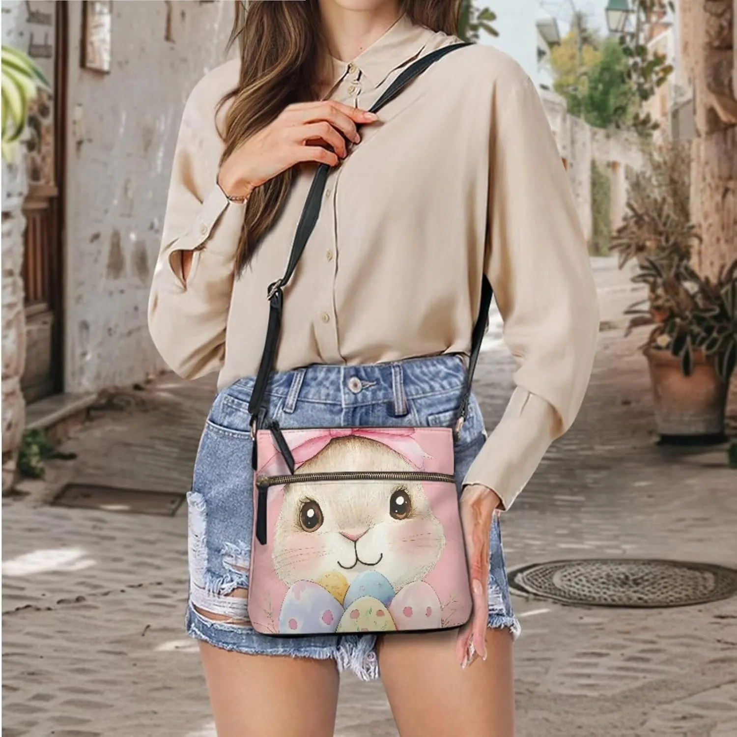 GIFTPUZZ 2PCS Women Crossbody Purses and Wallet Set Soft Leather Handbags with Adjutsable Strap High-capacity