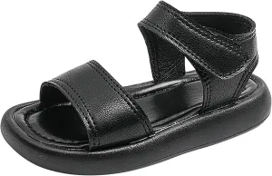 Girls Sandals Lightweight Open Toe Two Adjustable Strapped Casual Sandals with Hook and Loop for Toddler Kids