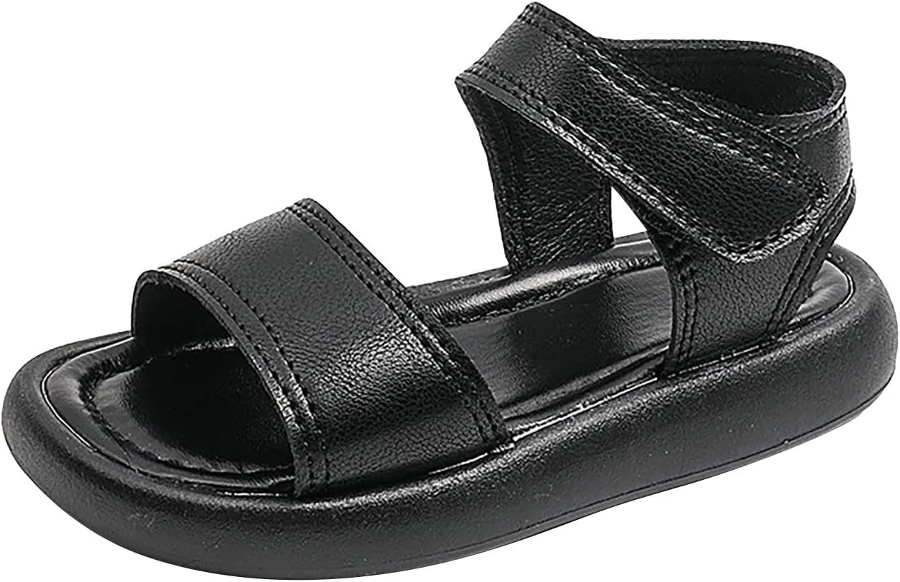 Girls Sandals Lightweight Open Toe Two Adjustable Strapped Casual Sandals with Hook and Loop for Toddler Kids
