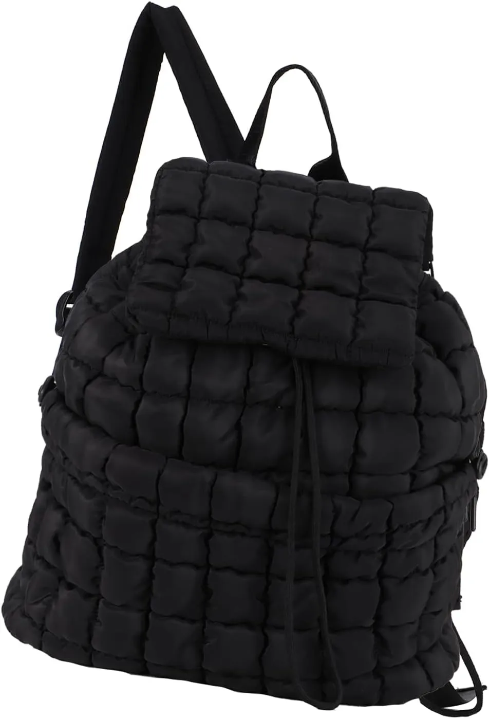GOKTOW Quilted Backpack for Women, Puffer Gym Bag for Travel Sports Lightweight Drawstring.Black