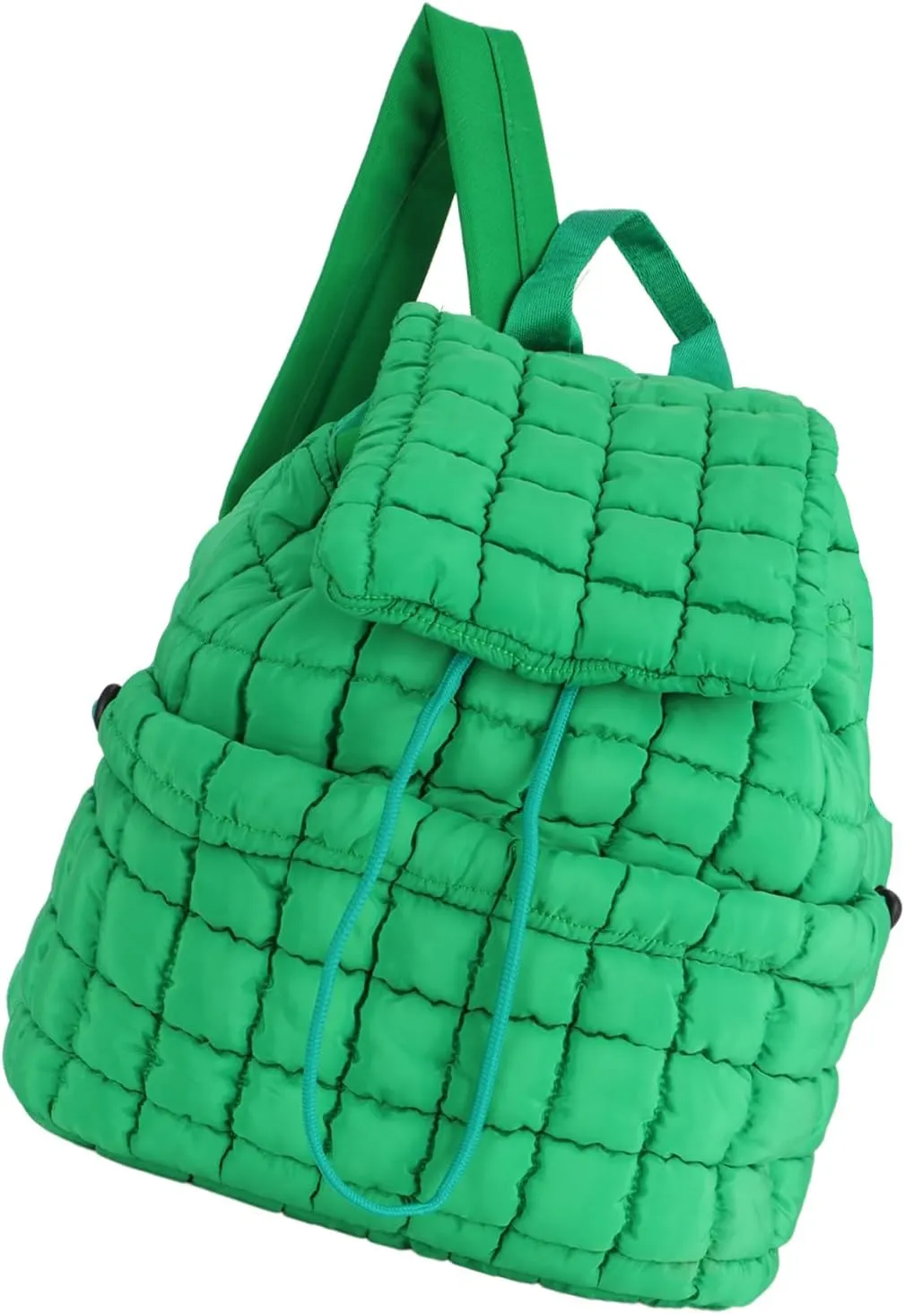 GOKTOW Quilted Backpack for Women, Puffer Gym Bag for Travel Sports Lightweight Drawstring,Green