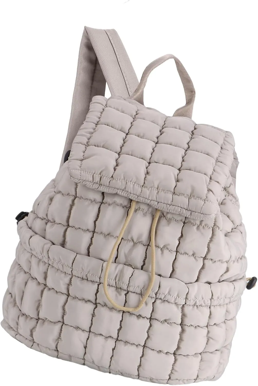 GOKTOW Quilted Backpack for Women, Puffer Gym Bag for Travel Sports Lightweight Drawstring,Khaki