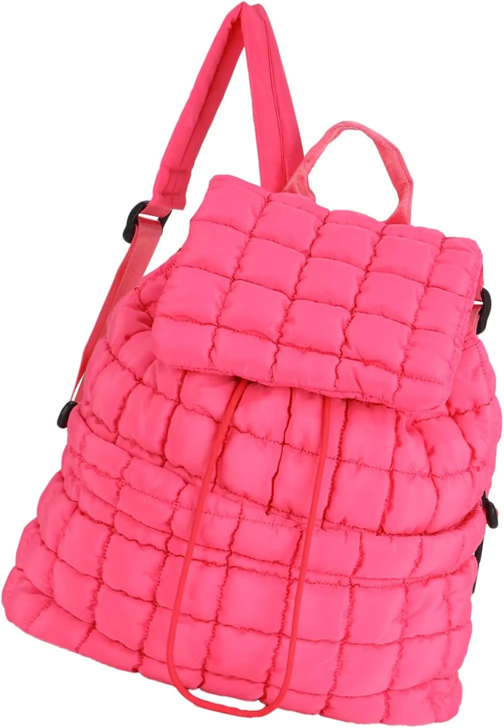 GOKTOW Quilted Backpack for Women, Puffer Gym Bag for Travel Sports Lightweight Drawstring,Pink