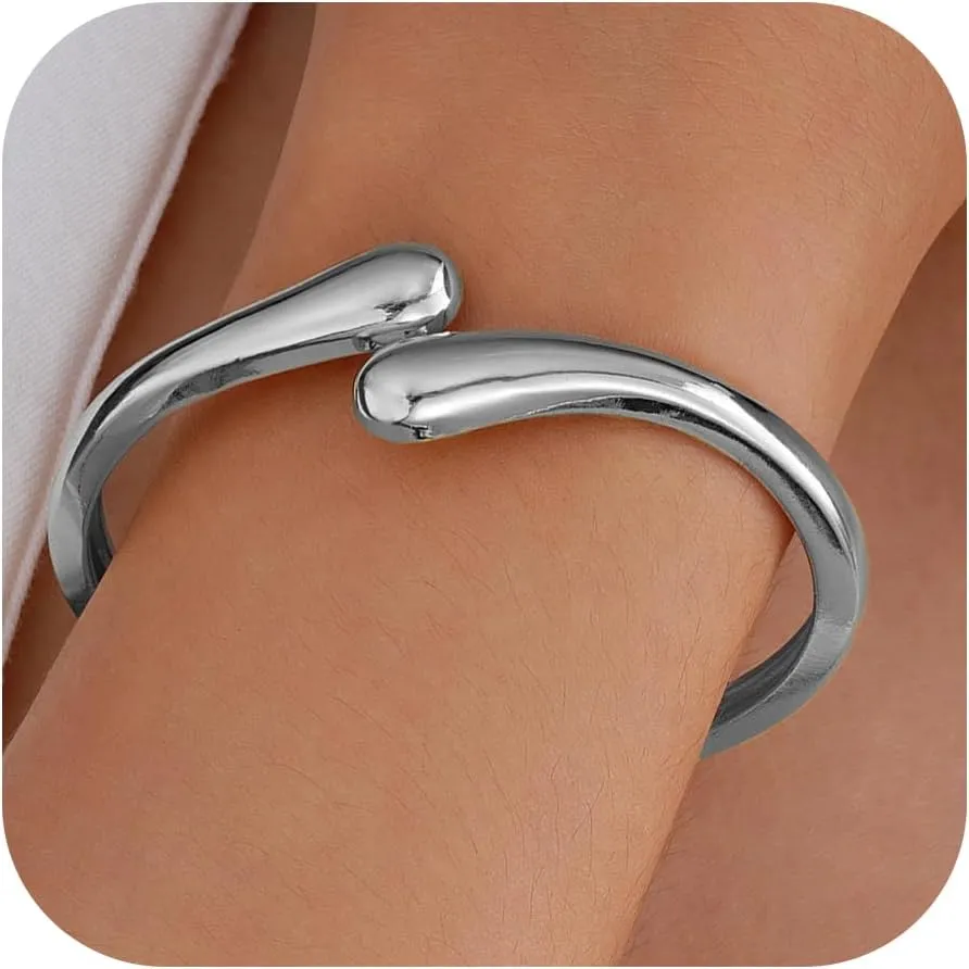 Gold Bangle Bracelets for Women Teens Trendy Chunky Adjustable Twist Cuff Bracelet Personalized Irregular Bracelets for Women Beach Party Summer Jewelry