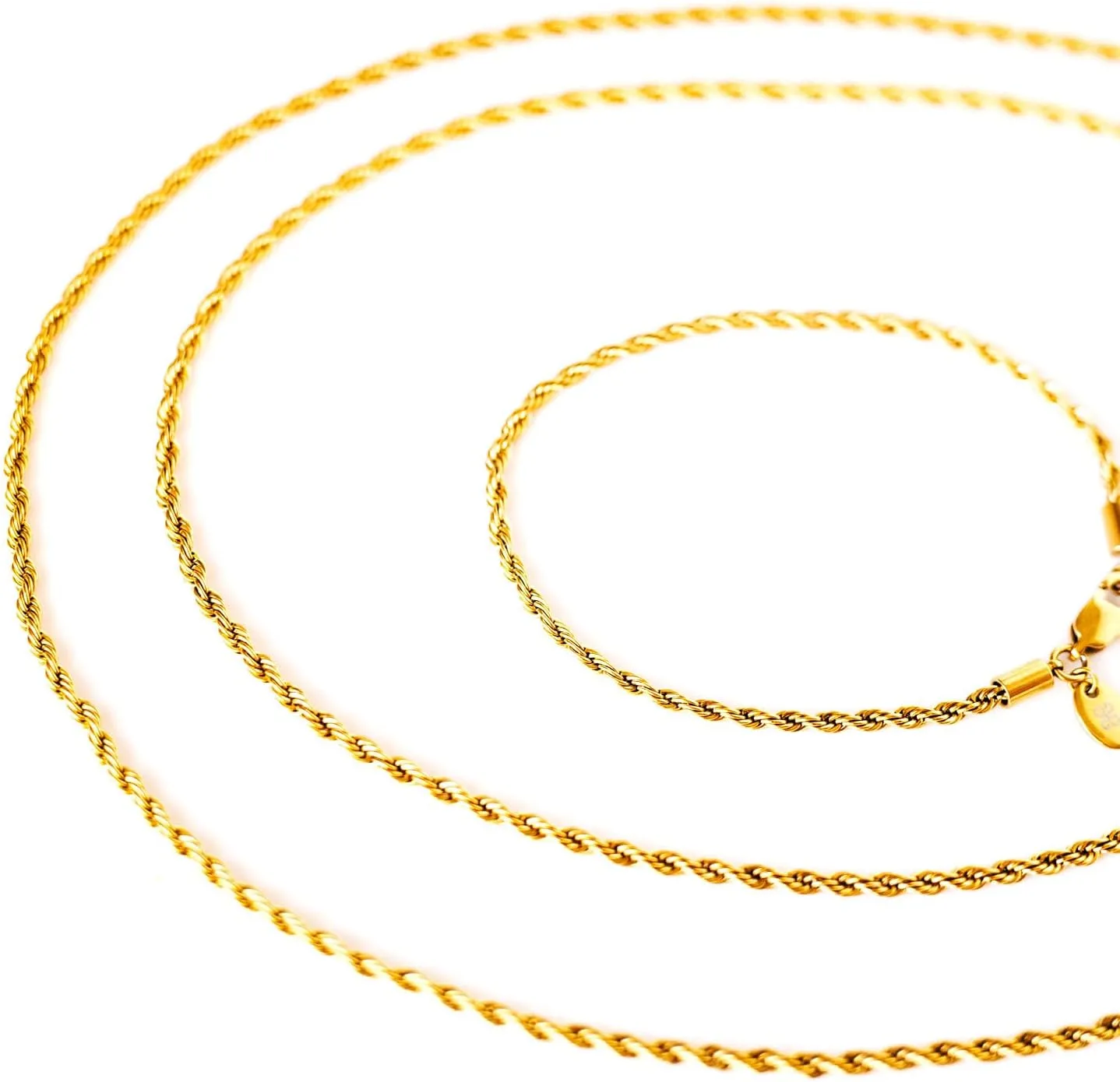 Gold Bracelets for Men Women - 18K Gold Plated, Waterproof, Tarnish-Free, Durable, Break Proof Twist Chain Gold Bracelet, Stainless Steel, Gold Plated