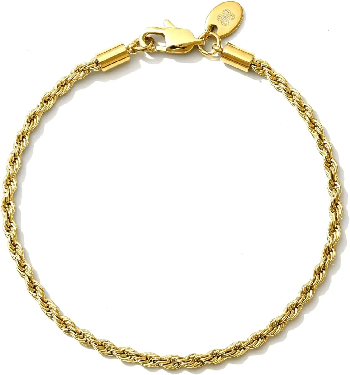Gold Bracelets for Men Women - 18K Gold Plated, Waterproof, Tarnish-Free, Durable, Break Proof Twist Chain Gold Bracelet, Stainless Steel, Gold Plated