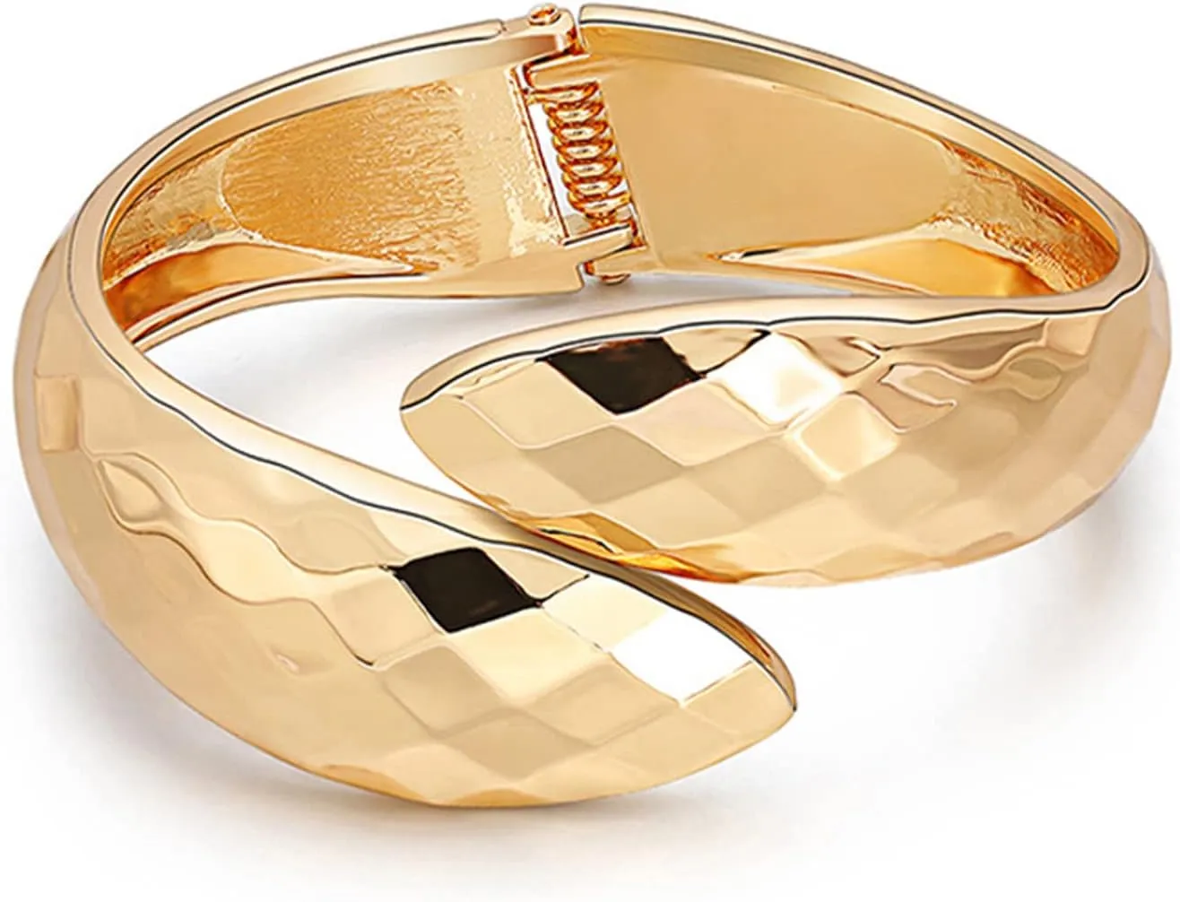 Gold Plated Bangle Bracelets Opening Smooth Bangle Bracelet for Teen Girls Minimalist Polished Twist Grooved Cuff Bracelet