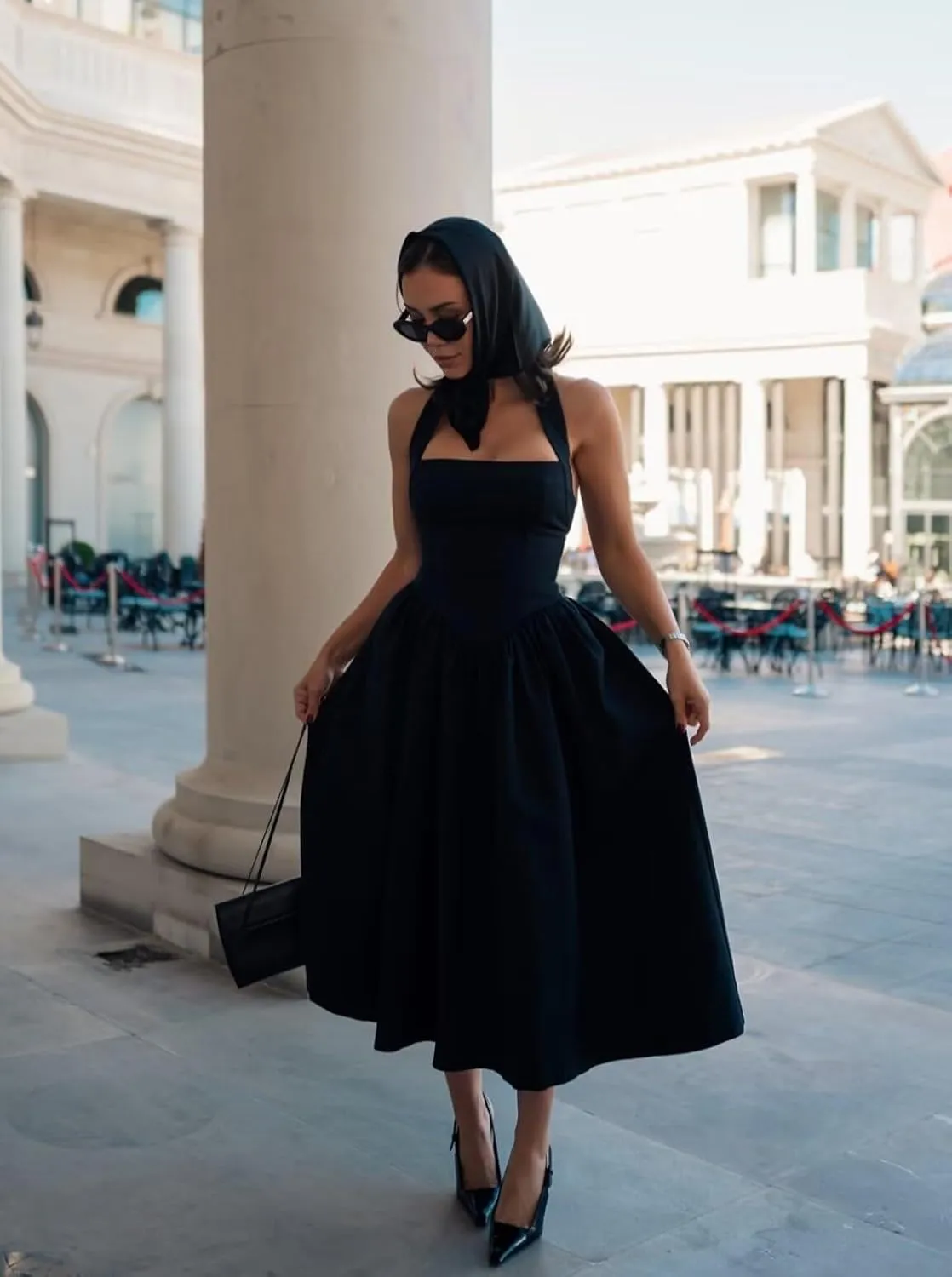 Halter Satin Prom Dresses for Women 2025 Tea Length Pleated Formal Evening Gown A Line Ball Gowns