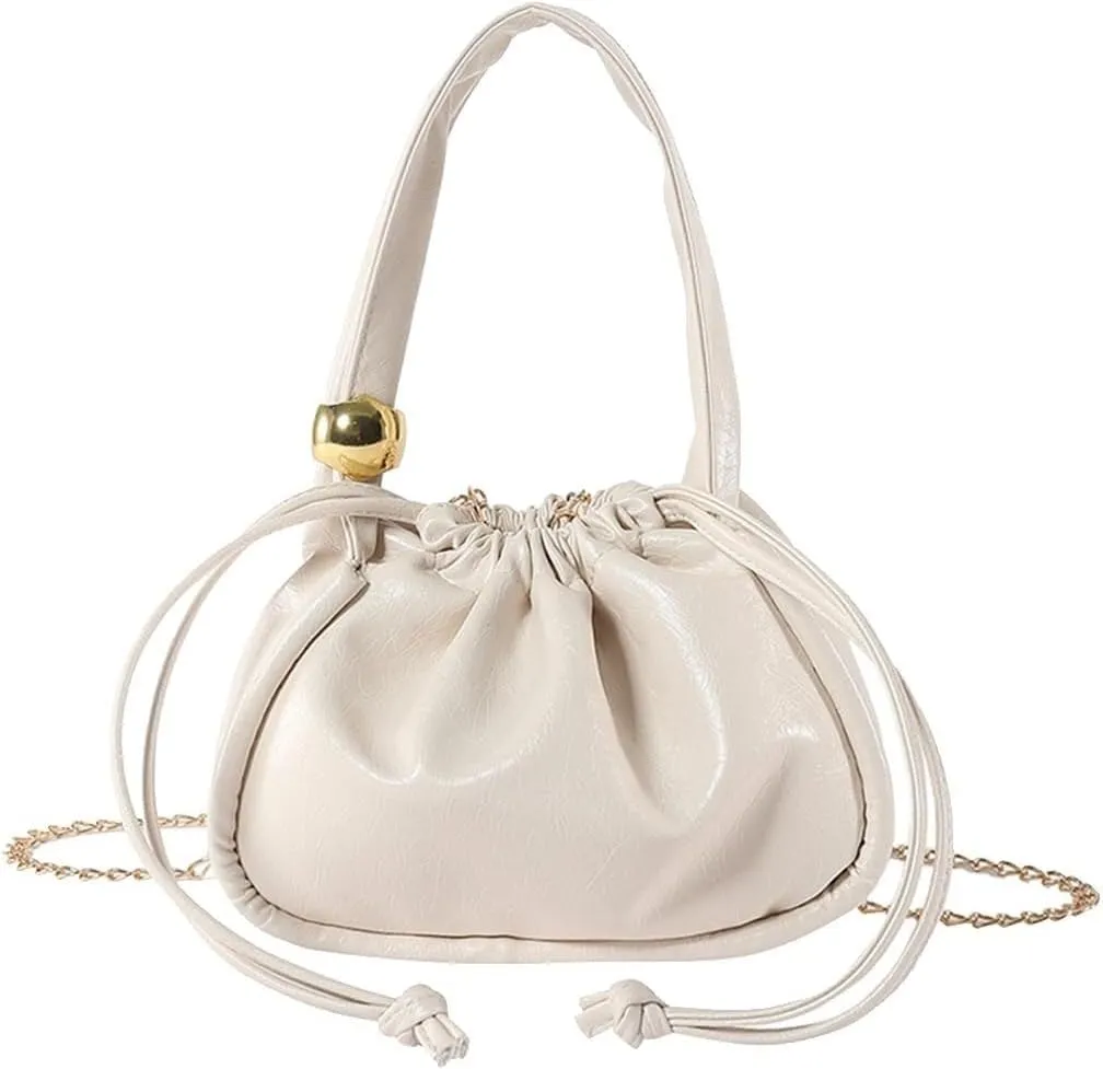Handbag for Women PU Leather Crossbody Shoulder Small Satchel Fashion Top-handle Elegant Drawstring Bucket Tote