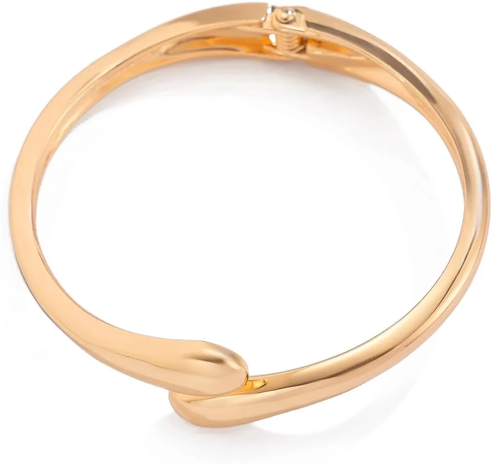 Ingemark Gold Bangle Bracelets for Women Twisted Hinged Waterdrop Cuff Bracelets Minimalist Open Wrist Cuff Bracelet Trendy Chunky Adjustable Twist Cuff Bracelet Jewelry Gifts