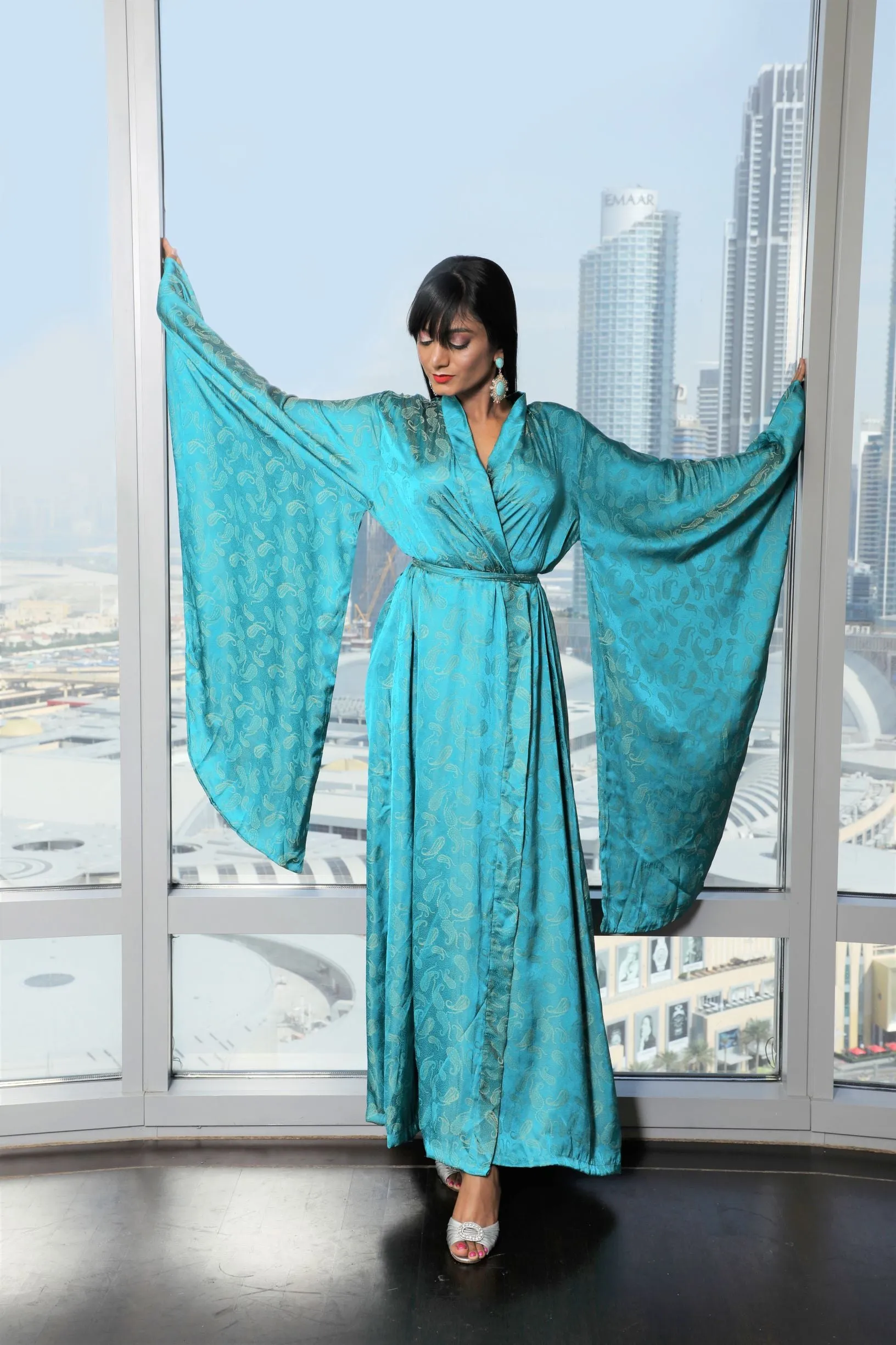 Jasmine turquoise kimono robe