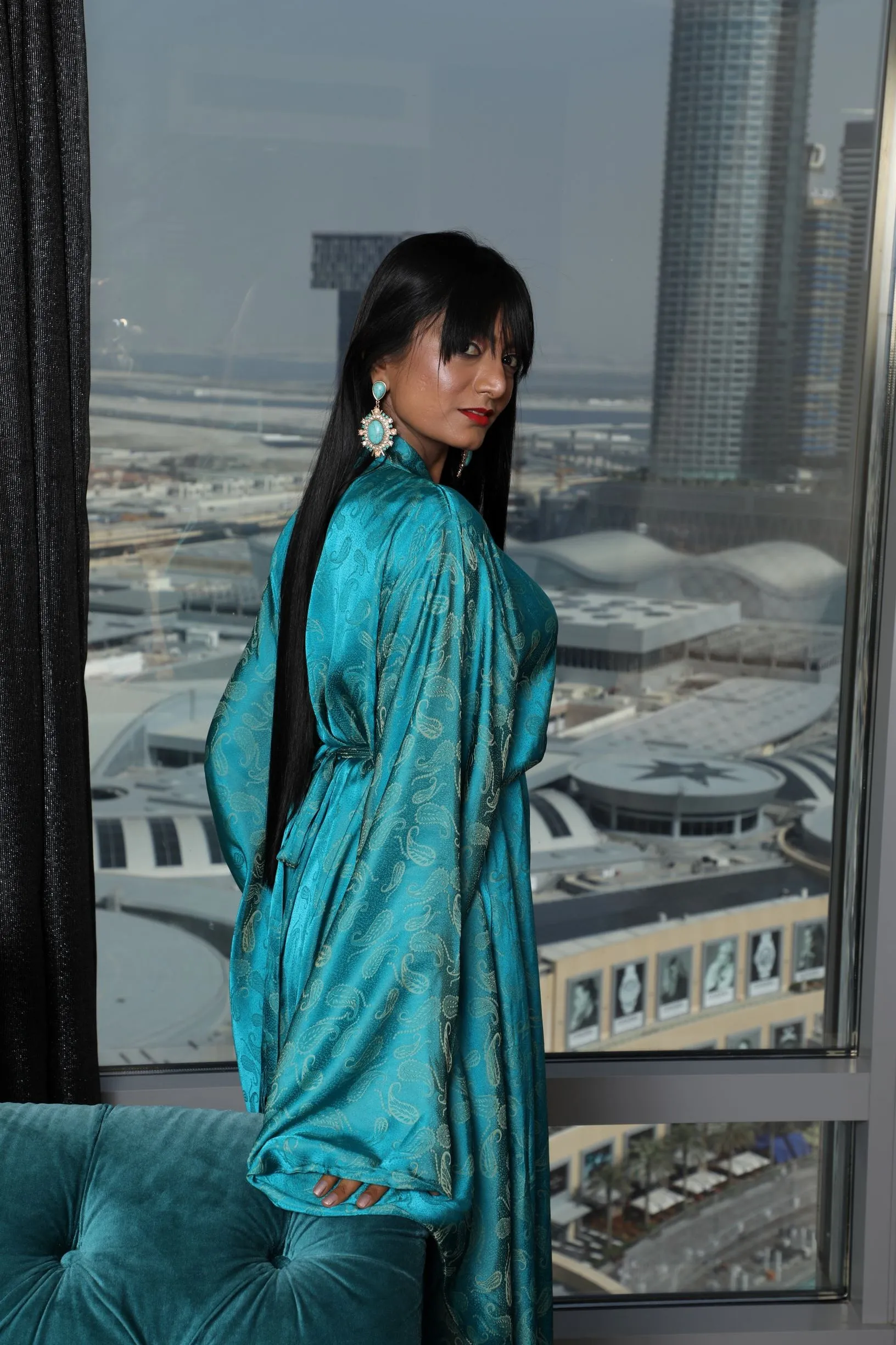 Jasmine turquoise kimono robe