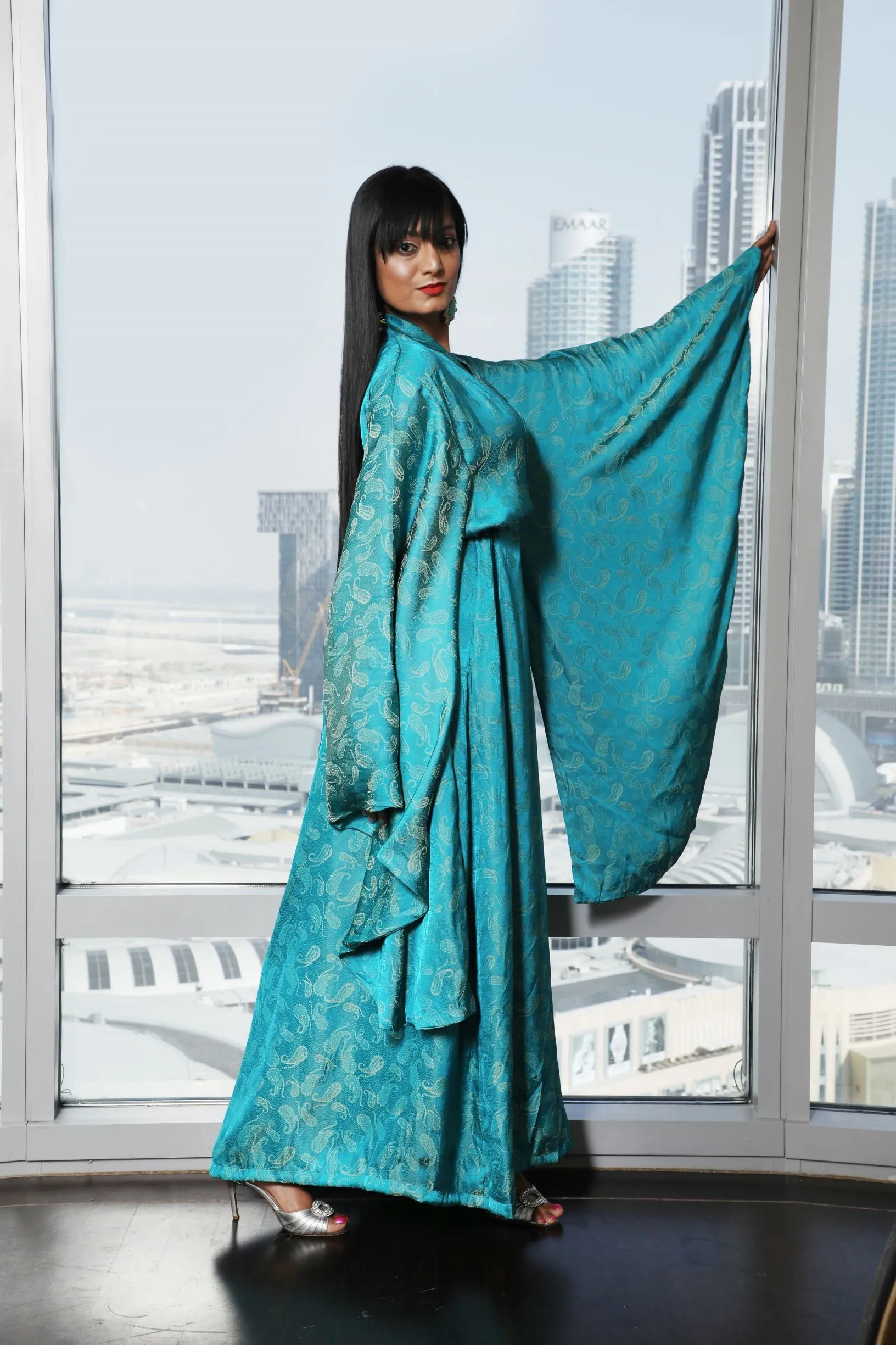 Jasmine turquoise kimono robe
