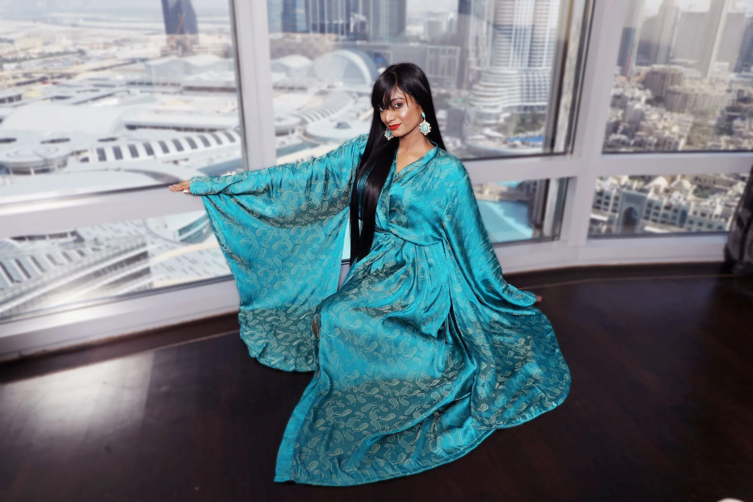 Jasmine turquoise kimono robe