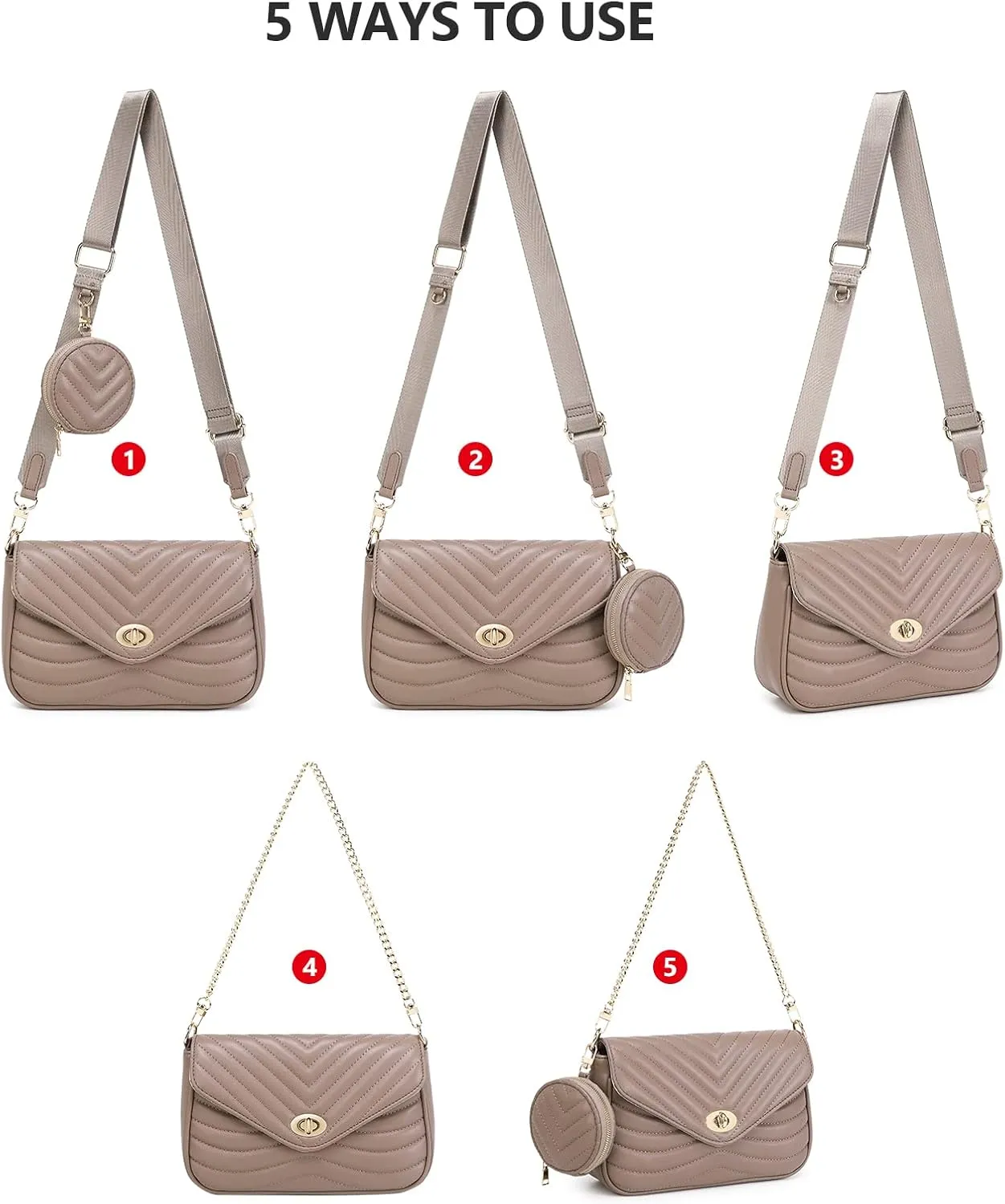 JEEHAN Quilted Crossbody Bags for women Designer Shoulder Handbags Small Purse