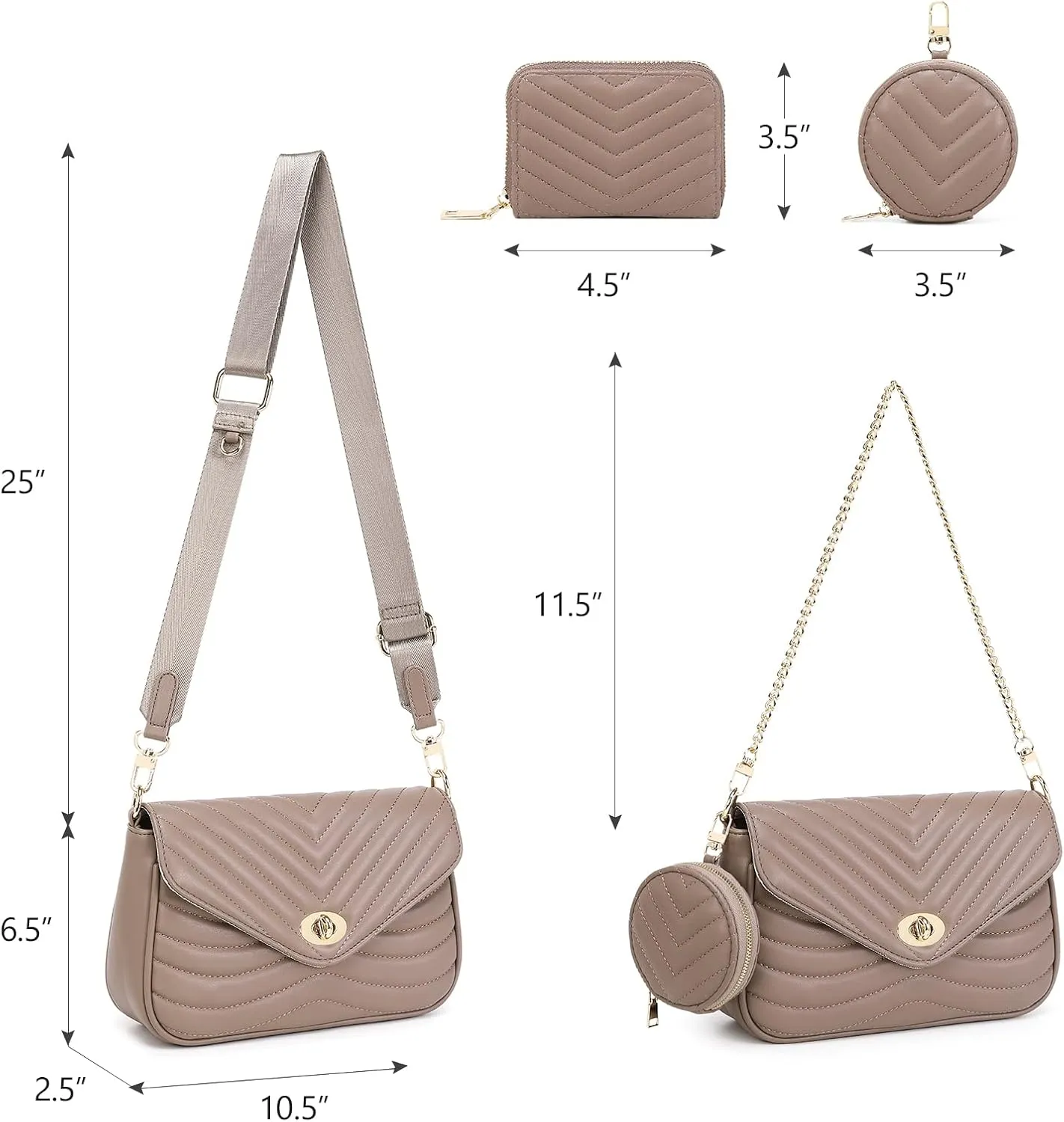 JEEHAN Quilted Crossbody Bags for women Designer Shoulder Handbags Small Purse