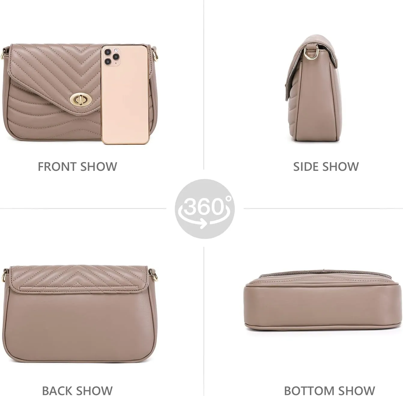 JEEHAN Quilted Crossbody Bags for women Designer Shoulder Handbags Small Purse