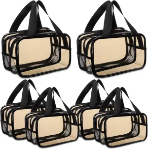 Kacctyen 6 Pcs Clear Toiletry Bag with Handles Large Opening Dry Wet Separate Draining Shower Caddy Bag with Breathable Mesh PVC Waterproof Carry Pouch Cosmetic Makeup Bag for Women Men