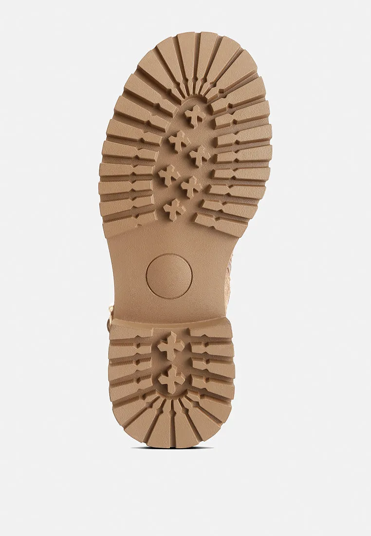 Kasper Suede Chunky Lug Boots In Tan