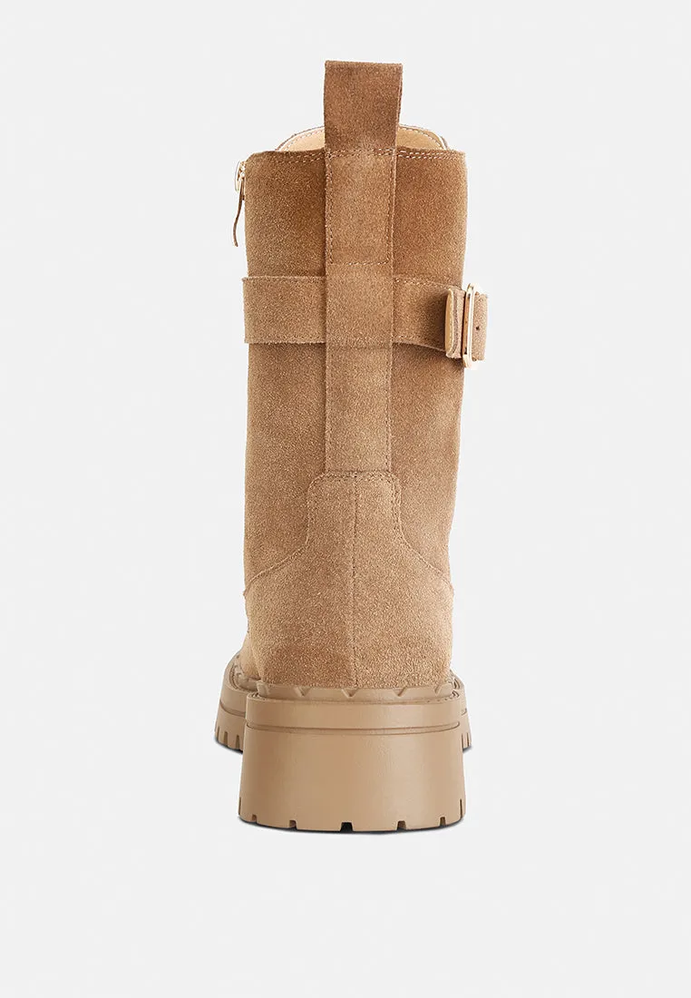Kasper Suede Chunky Lug Boots In Tan