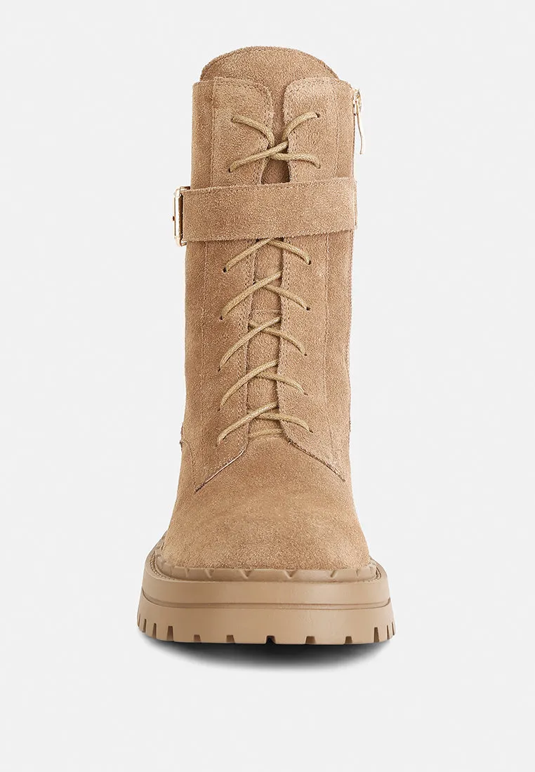 Kasper Suede Chunky Lug Boots In Tan