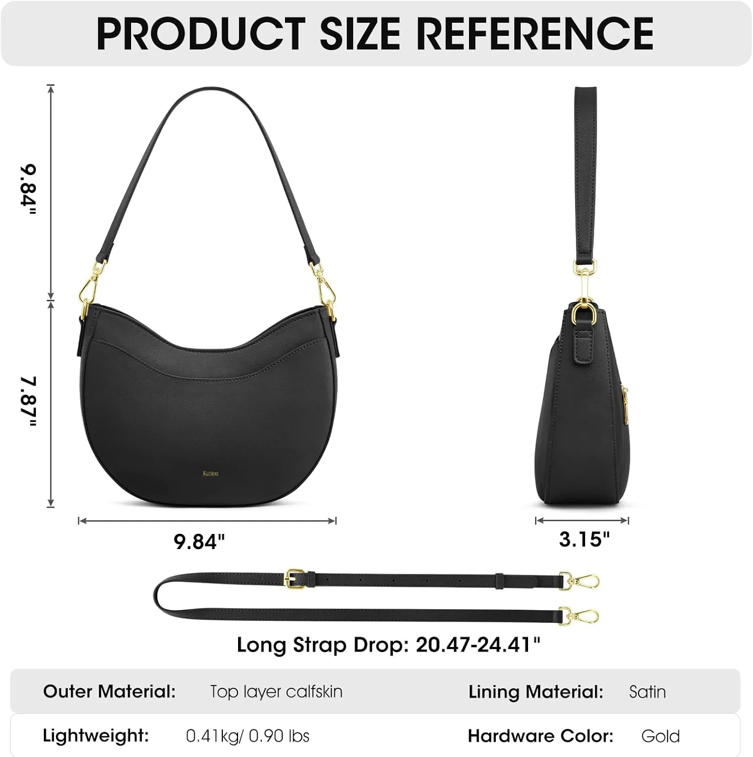 Kattee Leather Crossbody Bags for Women, Small Purses and Handbags, Soft Hobo Shoulder Satchel with Zipper Closure