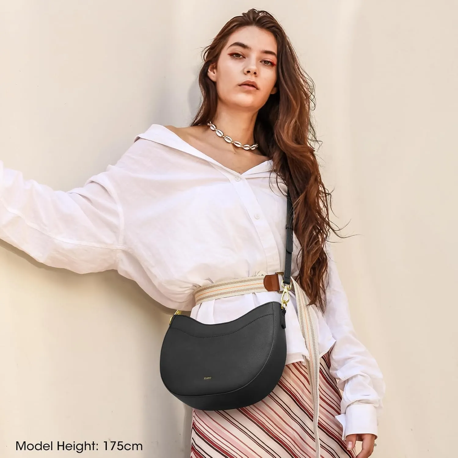 Kattee Leather Crossbody Bags for Women, Small Purses and Handbags, Soft Hobo Shoulder Satchel with Zipper Closure