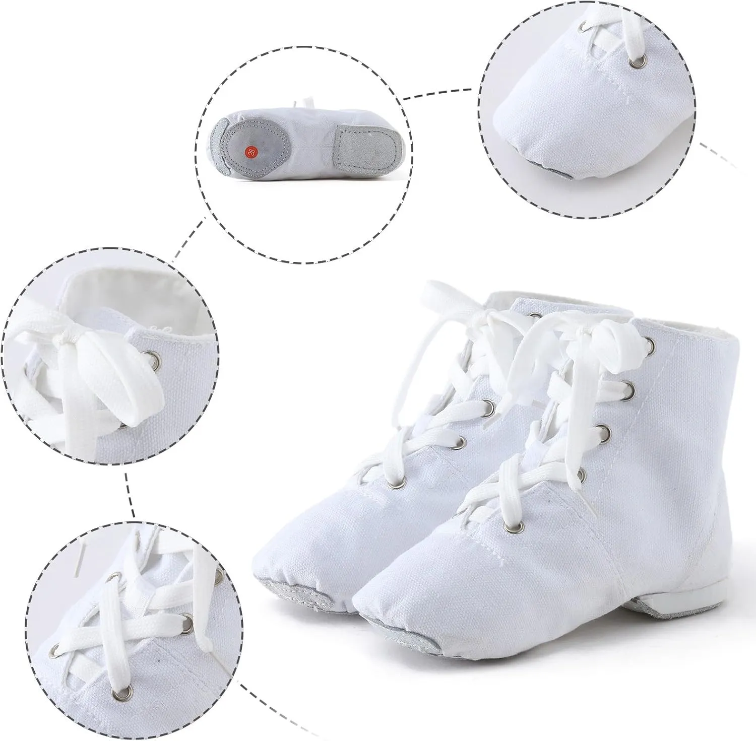 Lace Up Black Jazz Shoes Dance Boots for Girls High Top Canvas Dancing Shoes Split Sole Over Ankle Jazz Boots