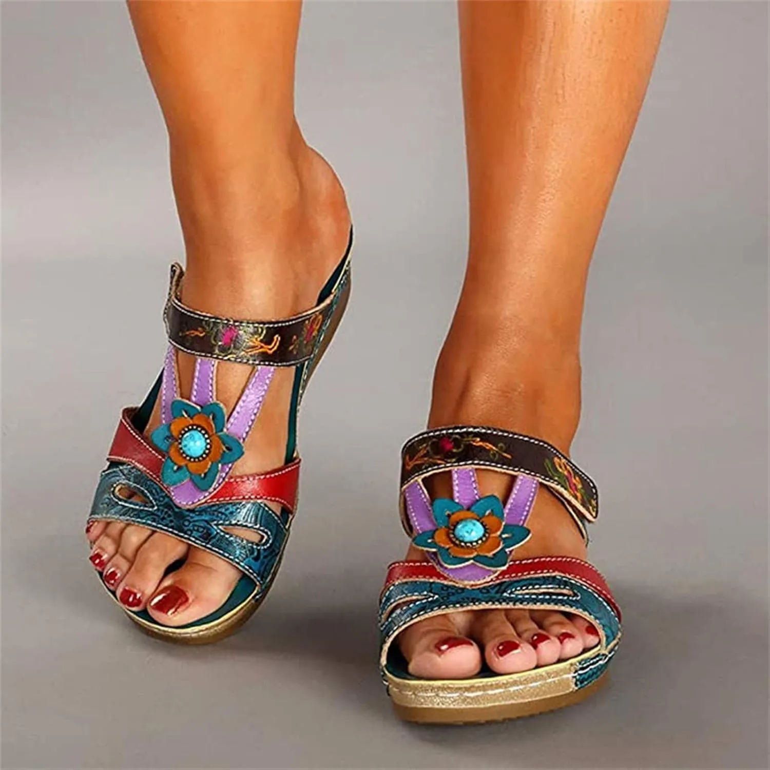 Ladmiple Orthopedic Sandals For Women Flat Feet Comfortable Walking Flip Flops Summer Orthotic Slides with Arch Support