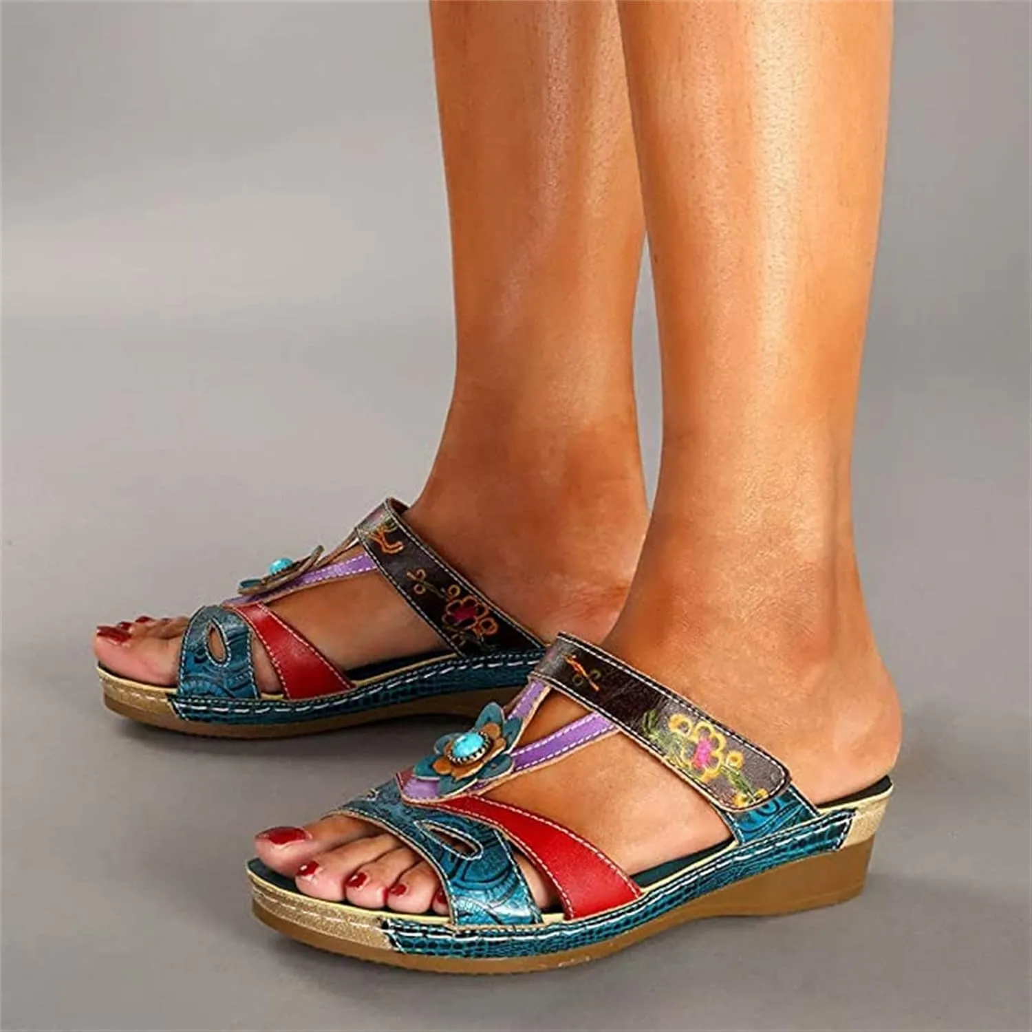 Ladmiple Orthopedic Sandals For Women Flat Feet Comfortable Walking Flip Flops Summer Orthotic Slides with Arch Support