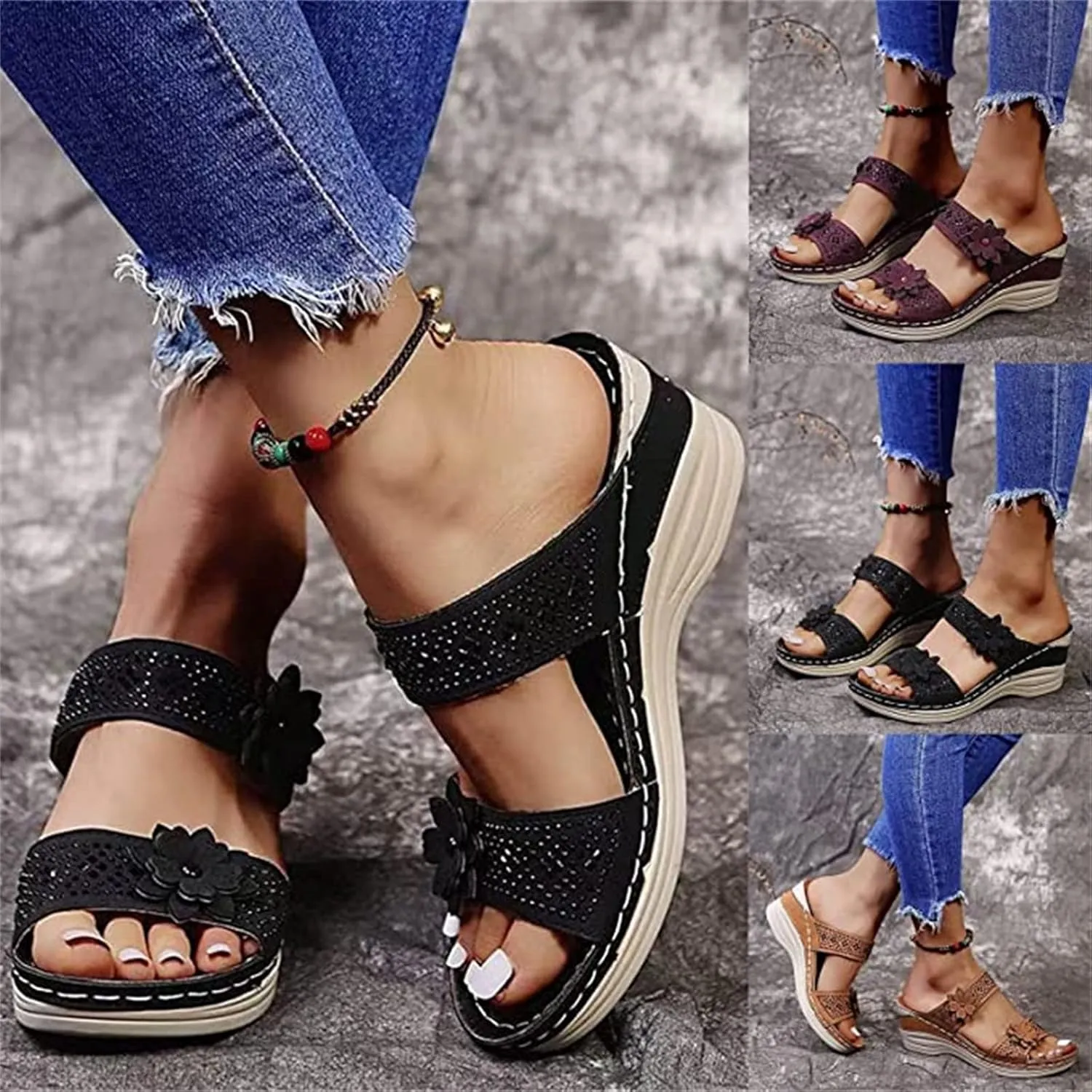 Ladmiple Orthopedic Sandals For Women Wide Width Arch Support Slides Slippers Comfort Dressy Summer Orthotic Flip Flops
