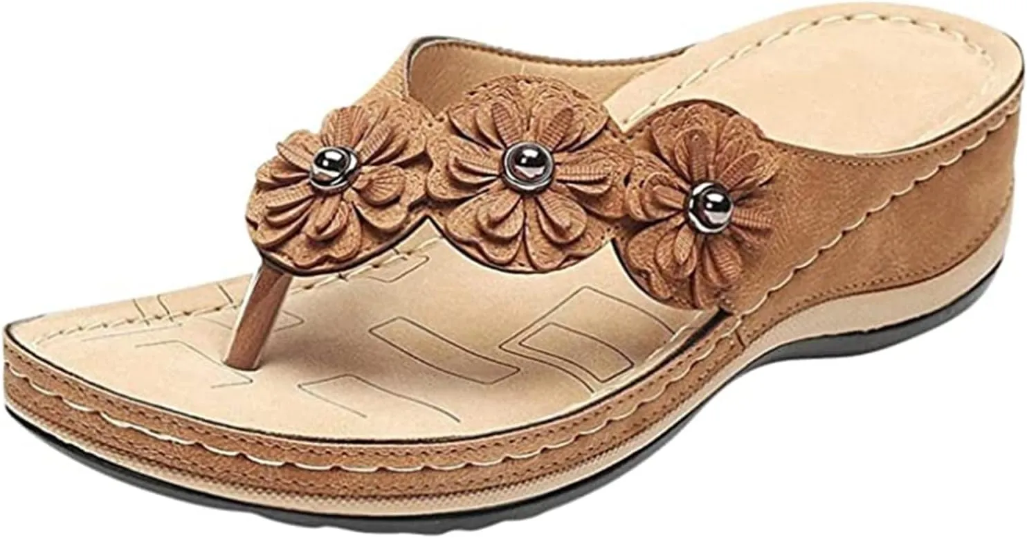 Ladmiple Orthotic Sandals Women Plantar Fasciitis Arch Support Orthopedic Flip Flops Summer Comfort Walking Walking Slides