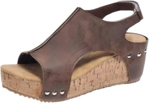 Ladmiple Sandals For Women 2024 Comfortable Wedge Platform Sandals Open Toe Slip on Ankle Strap Casual Summer Dress Shoes