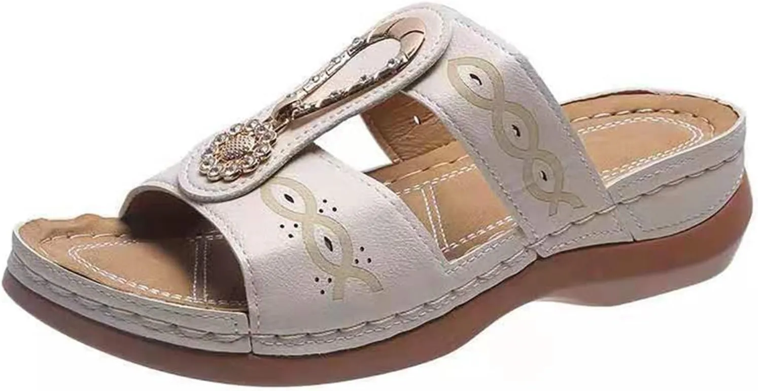 Ladmiple Sandals Women Beach Cute Comfortable Walking Orthopedic Flip Flops Dressy Summer Orthotic Slides with Arch Support